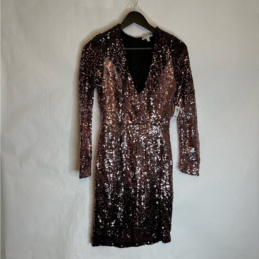 NWT Charlotte Russe Sequin Bodycon Dress Medium Rose Silver Ombré Y2K Sparkle - Picture 2 of 7